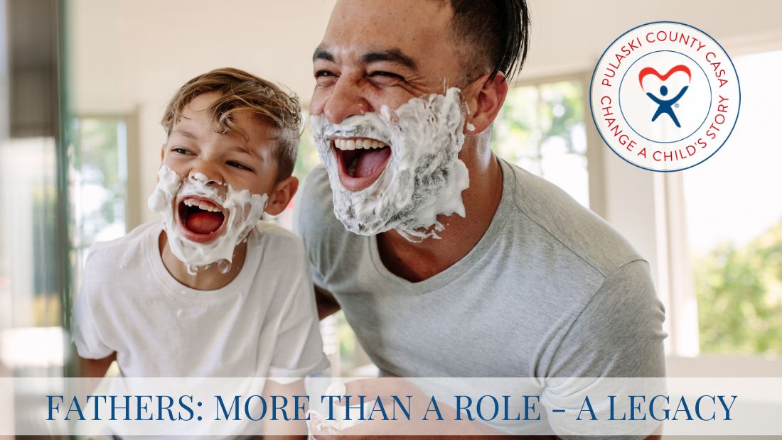 Dad and son with shaving cream on both their faces